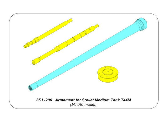 Aber Armament for Soviet T44M 85mm ZiS-S-53 & 7.62mm DTM MG 1:35