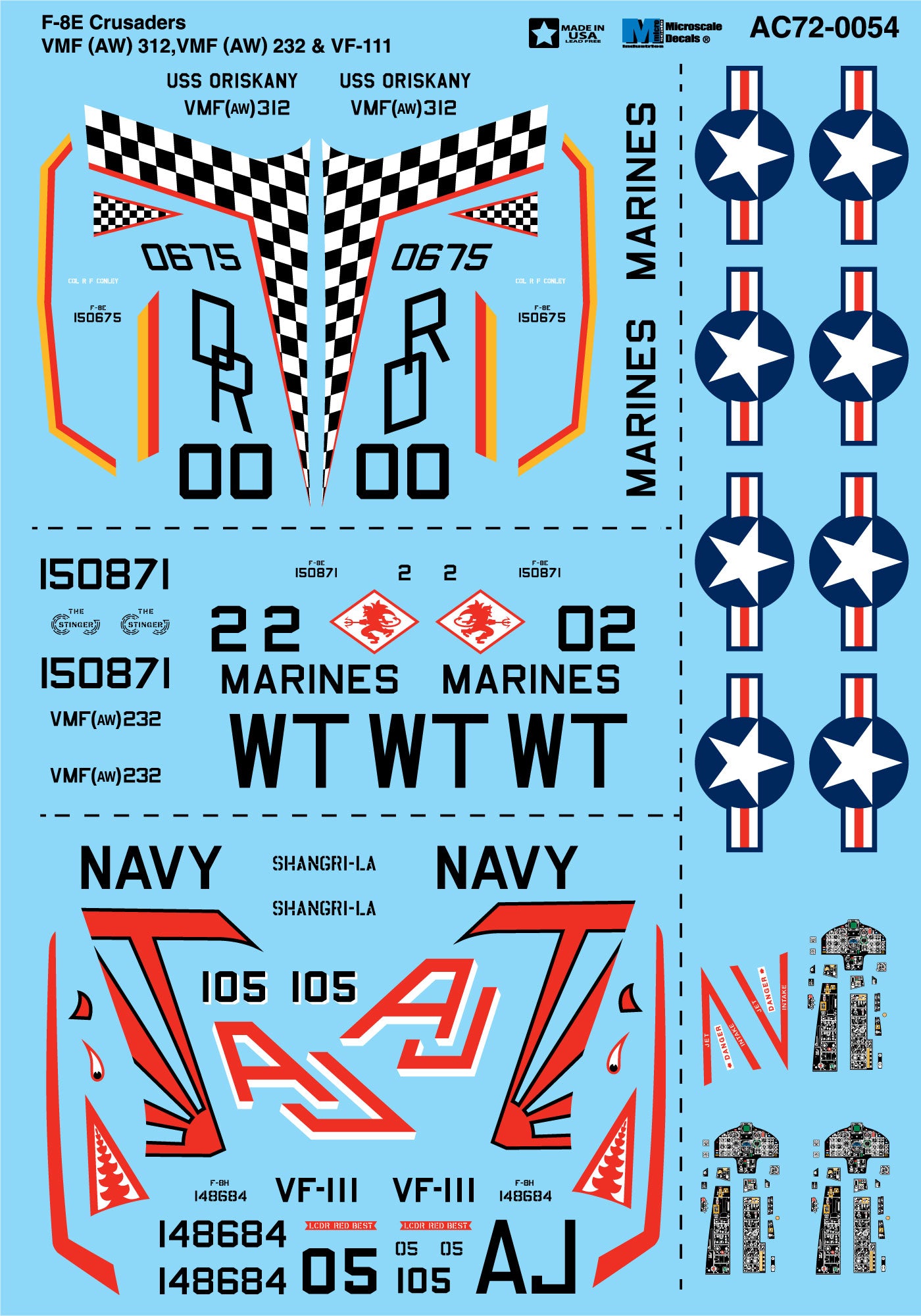Microscale AC720054 1:72 Vought F-8E Crusaders VMF