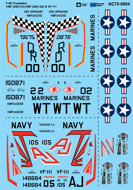 Microscale AC720054 1:72 Vought F-8E Crusaders VMF