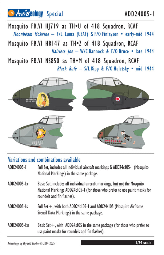 Aviaeology ADD24005-1 1:24 de Havilland Mosquito FB.VIs 418 Sqn RCAF