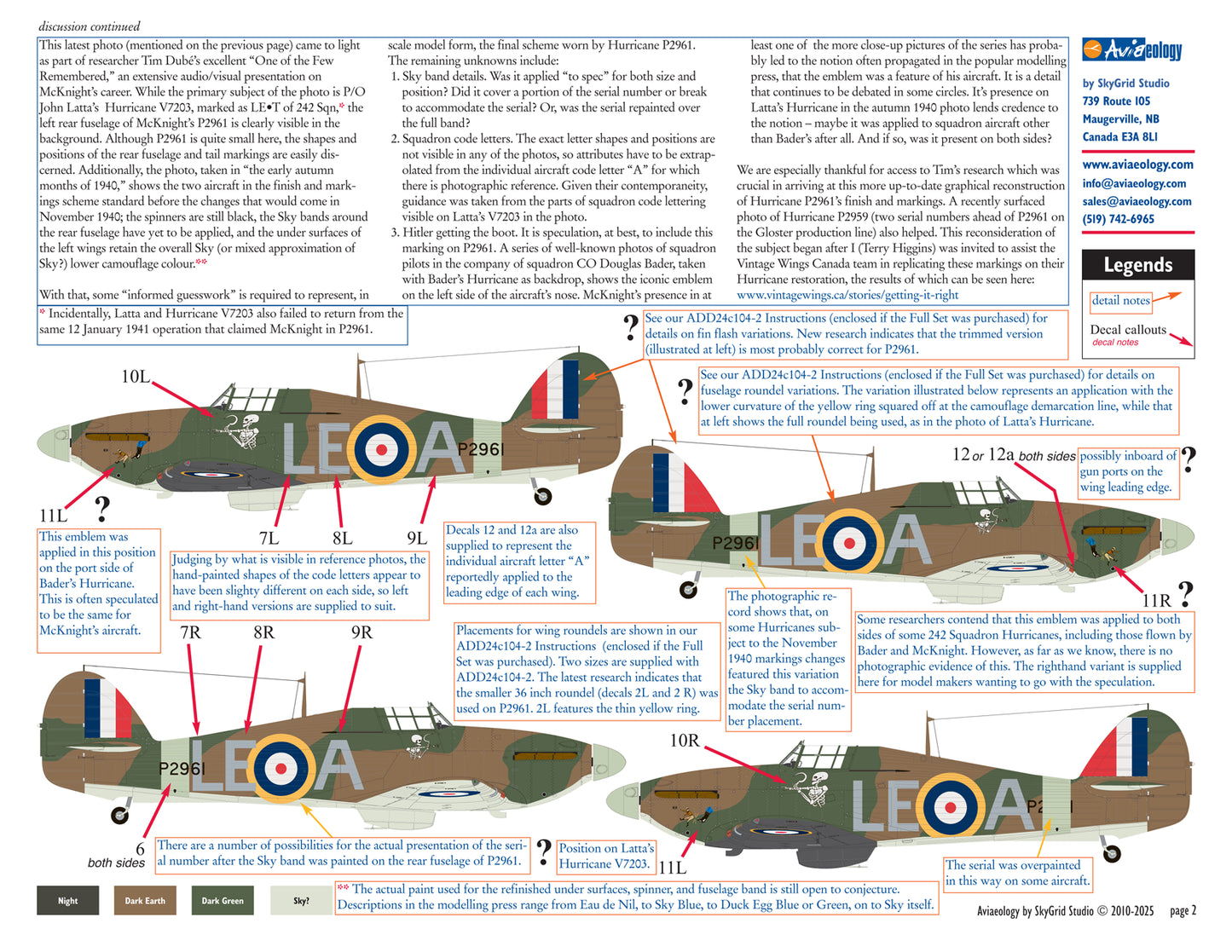 Aviaeology ADD24007-1X 1:24 Hawker Hurricane Mk.I P2961 242 Sqn RAF