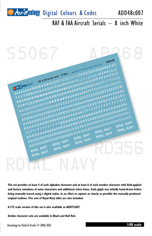 Aviaeology ADD48C007 1:48 RAF & FAA Aircraft Serials 8in White