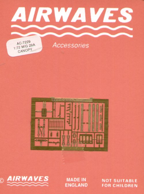 Airwaves (etched) AEC72029 1:72 Mikoyan MiG-29A 'Fulcrum' Canopy Set