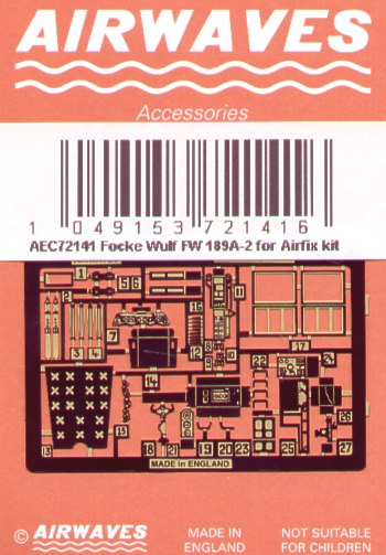 Airwaves (etched) AEC72141 1:72 Focke-Wulf Fw-189A-2