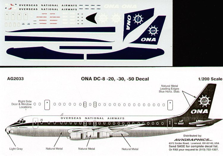 Avigraphics AGD2033 1:200 Douglas DC-8-20/-50 Overseas National