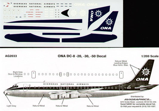 Avigraphics AGD2033 1:200 Douglas DC-8-20/-50 Overseas National