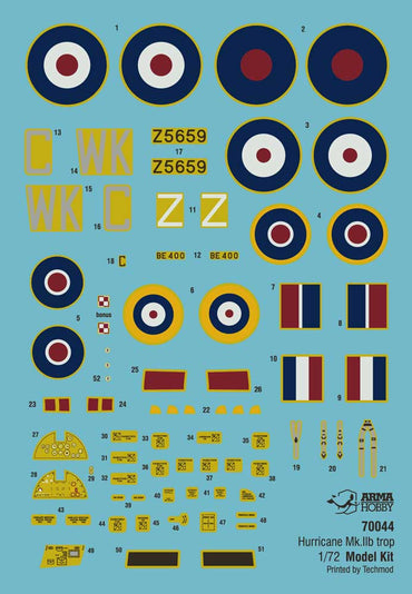Arma Hobby AH70044 1:72 Hawker Hurricane Mk.IIb Trop with decals by Techmod