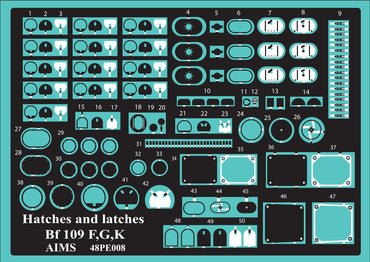 Aims AIMPE48008 1:48 Hatches and latches Messerschmitt Bf-109