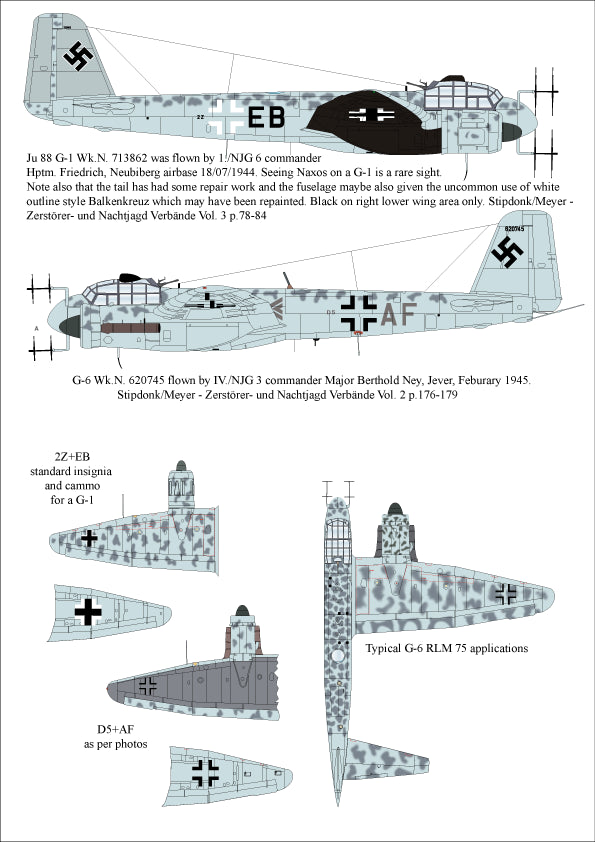 Aims AIMS32D014 Junkers Ju-88 Fighters G-1:G-6/C-4 Decals 1:32