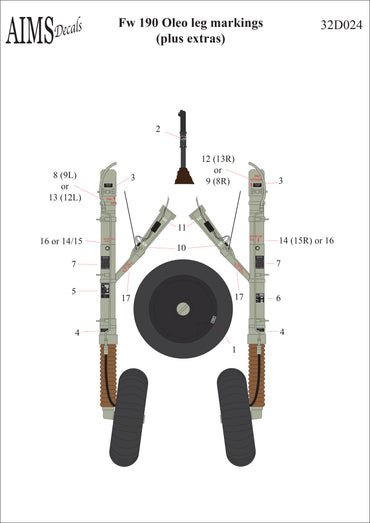 Aims AIMS32D024 1:32 Focke-Wulf Fw-190A/F/D Oleo Leg Markings