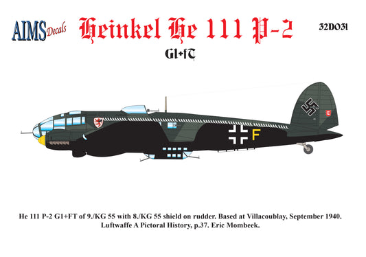 Aims AIMS32D031 1:32 Heinkel He-111P-2 Villacoublay 1940 Decals