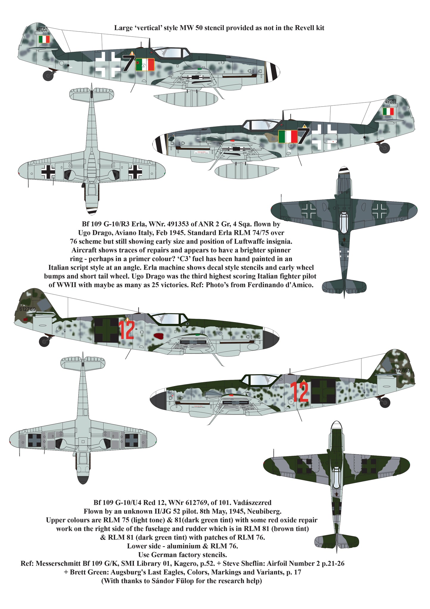 Aims AIMS32D033 Foreign Messerschmitt Bf-109's Decals 1:32