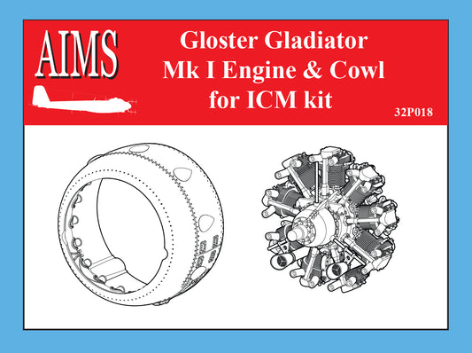 Aims AIMS32P018 1:32 Gloster Gladiator Mk.I engine and cowl set
