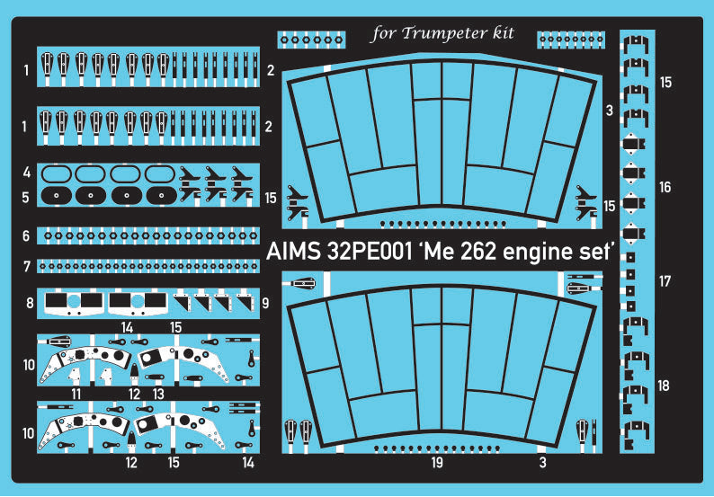Aims AIMS32PE01 1:32 engine detail set for Messerschmitt Me-262