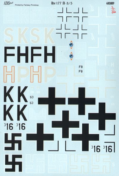 Aims AIMS48D009 Heinkel He-177A-3 France 1944 Decals 1:48