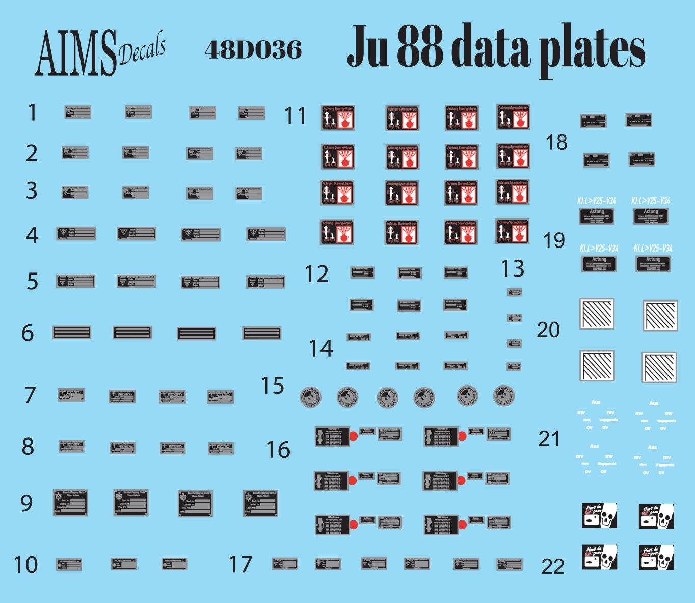 Aims AIMS48D036 1:48 Junkers Ju-88 data plates