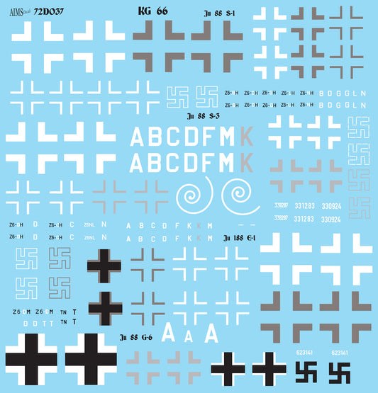 Aims AIMS72D037 KG 66 Ju-88S/Ju-188E Decal Booklet 1:72