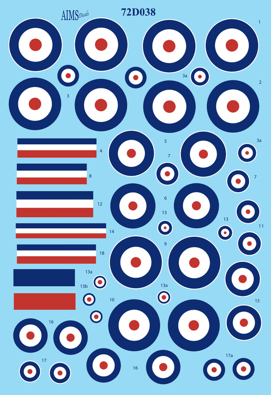 Aims AIMS72D038 1:72 RFC/RAF roundels 1