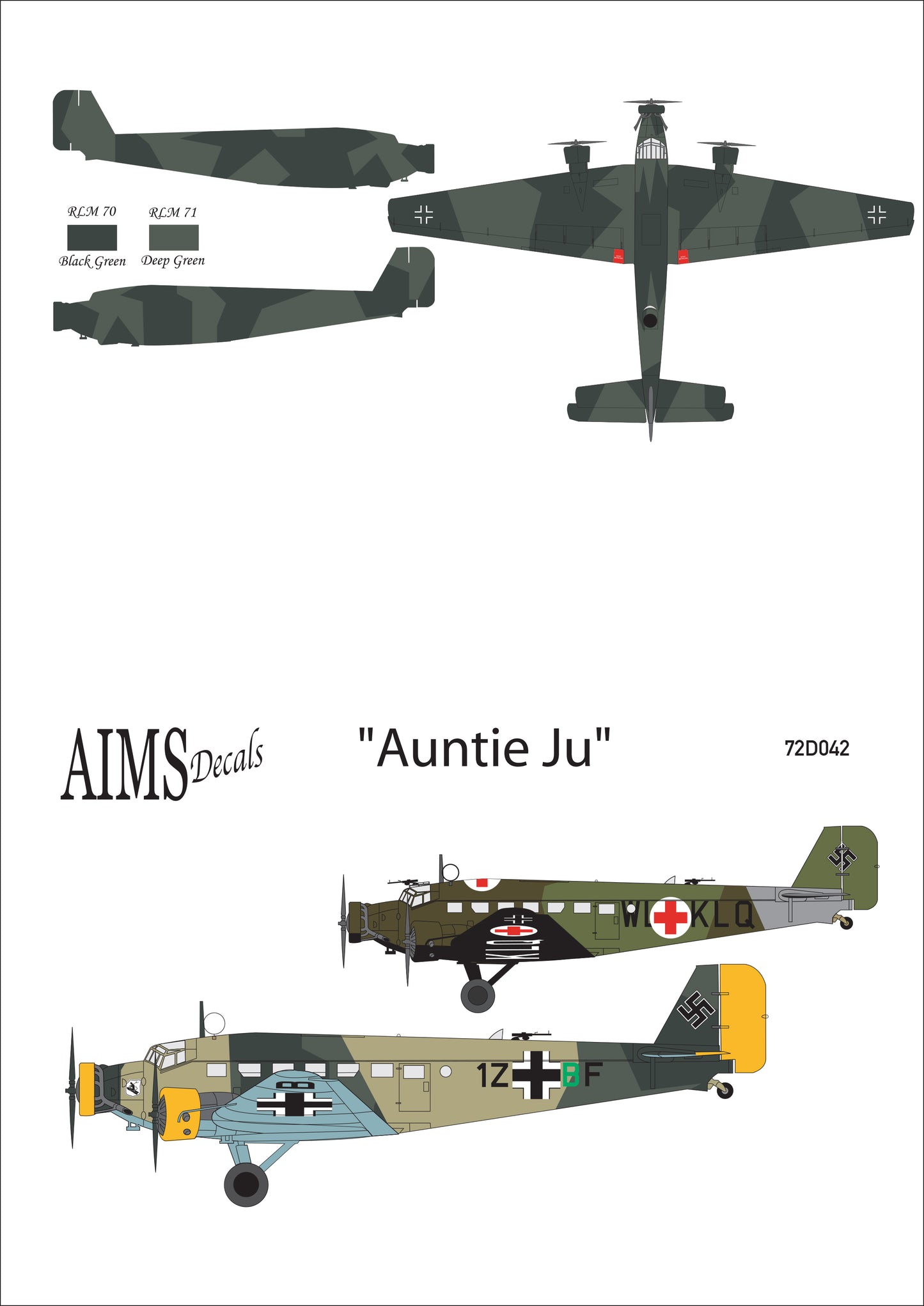 Aims AIMS72D042 Junkers Ju-52/3m Poland/Balkans Decals 1:72