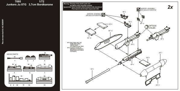 Aires AIRE7095 1:72 Junkers Ju-87G 'Stuka' Bordkanone 3.7cm pods