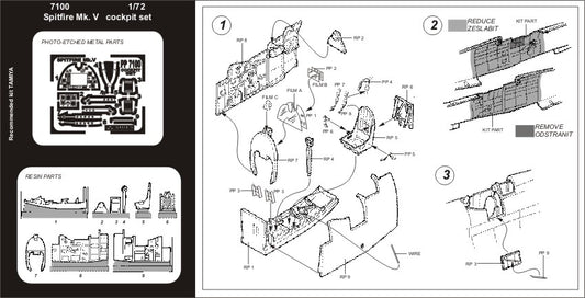 Aires AIRE7100 1:72 Supermarine Spitfire Mk.V cockpit set