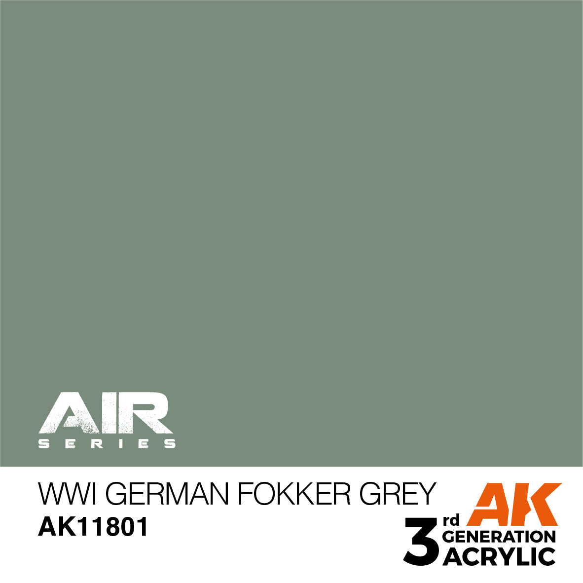 AK Interactive 11801 WWI German Fokker Grey 17ml AIR 3G Acrylic Model Paint