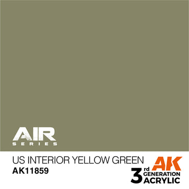 AK Interactive 11859 US Interior Yellow Green 17ml AIR 3G Acrylic Model Paint
