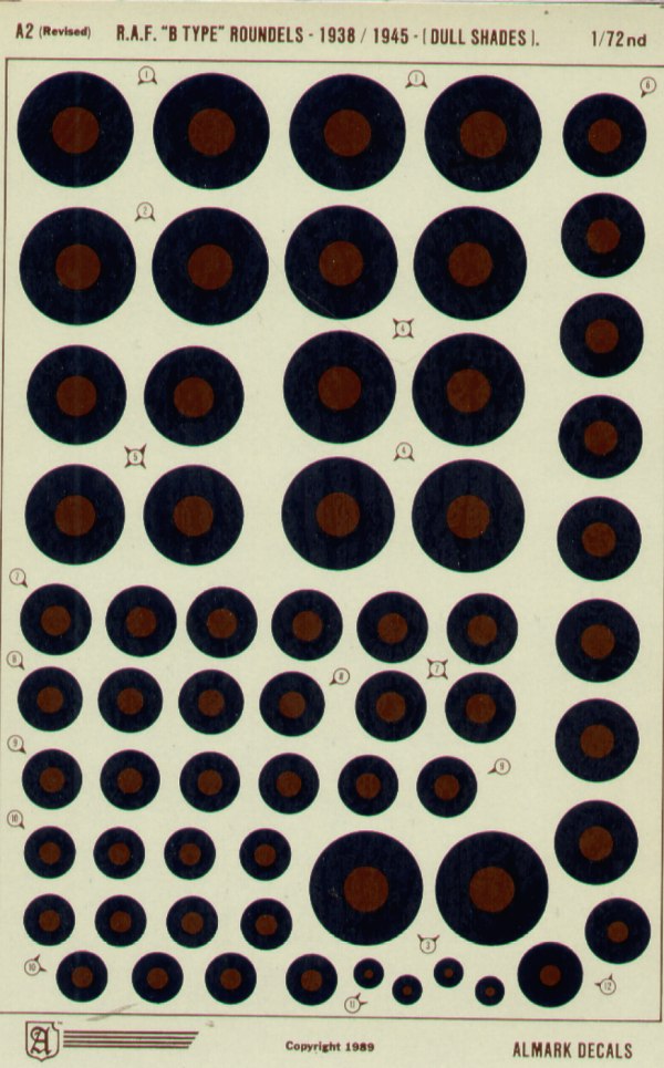 Almark AKA02 1:72 RAF Type B National Insignia Roundels Fighters