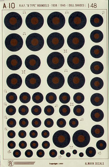 Almark AKA4810 1:48 RAF Type B National Insignia Roundels Fighters