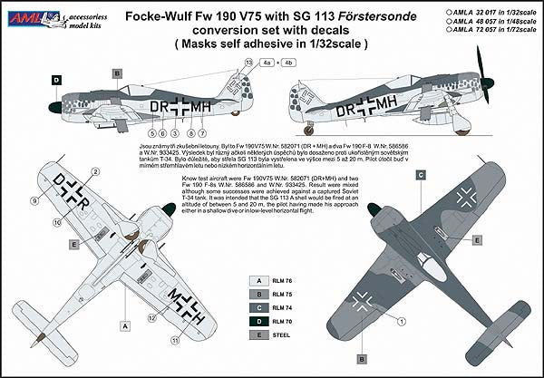 AML AMLA48057 1:48 Focke-Wulf Fw-190 V75, DR+MH with SG 113