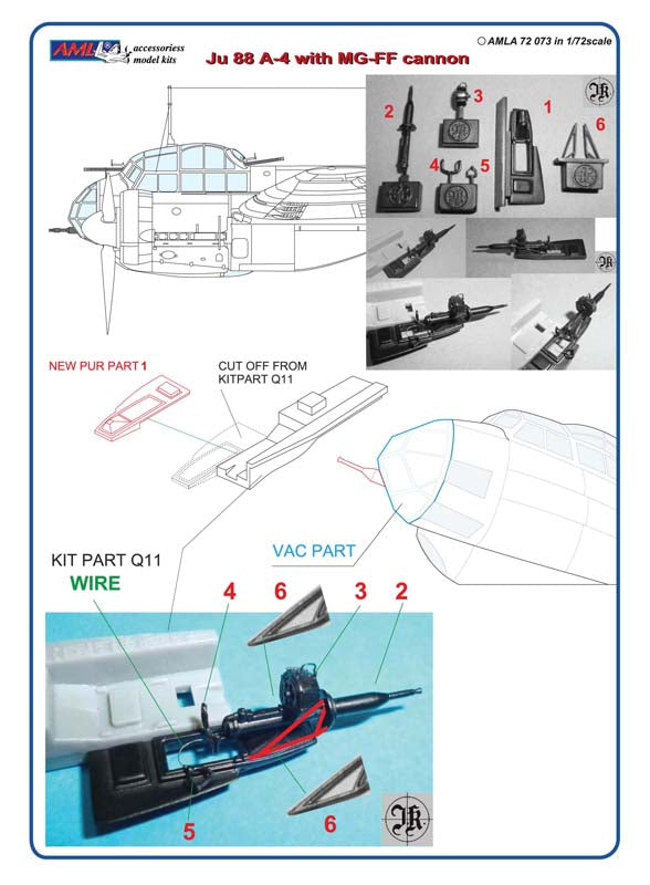 AML AMLA72073 1:72 MG FF cannon for the Junkers Ju-88A-4 with