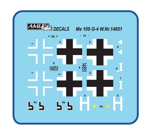 AML AMLA72077 1:72 Messerschmitt Bf-109G-4 W.Nr14851 resin parts and decals only