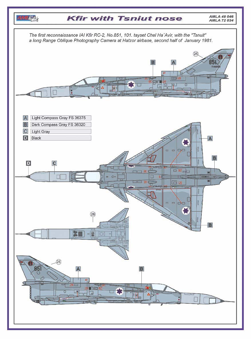 AML AMLA72034 1:72 IAI Kfir RC-2 / Tsniut camera nose conversion set