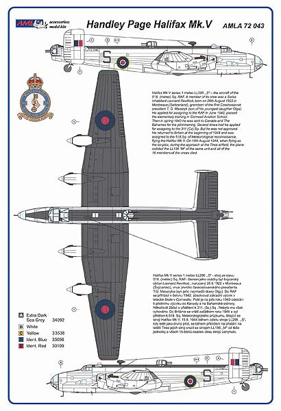 AML A72043 Halifax B Mk.V Decals, Radiators & Propellers 1:72