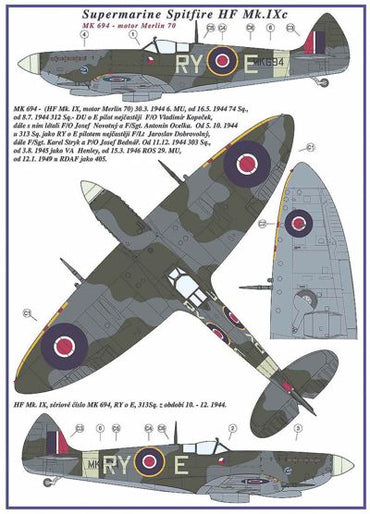 AML AMLC2008 1:32 Supermarine Spitfire Mk.IXC 2 decal versions : RY-C , RY-E