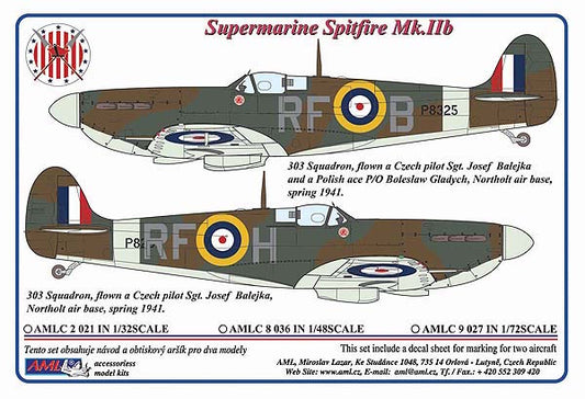 AML C2021 303 Sqn RAF Spitfire Mk.IIb Pilot Sgt. J. Balejka 1:32