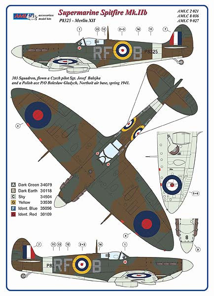 AML C2021 303 Sqn RAF Spitfire Mk.IIb Pilot Sgt. J. Balejka 1:32