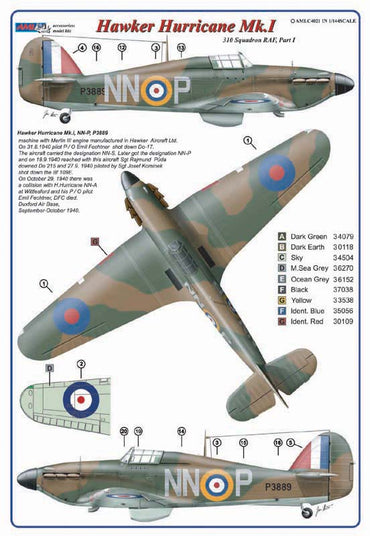 AML AMLC4021 1:144 310th Squadron RAF, Part I / Hawker Hurricane Mk.I-NNoA&NNoP