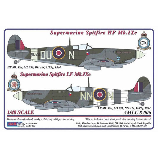 AML AMLC8006 1:48 Supermarine Spitfire Mk.IXC 2 RAF decal versions : DU-N , NN-N