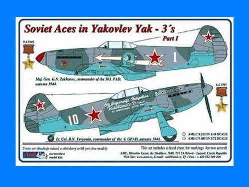 AML AMLC8012 1:48 Soviet Aces in Yakovlev Yak-3's 2 decal versions : Part I
