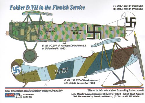 AML AMLC9002 1:72 Fokker D.VII in the Finnish Service x 2