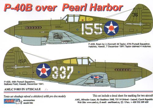 AML AMLC9003 1:72 Curtiss P-40B Tomahawk over Pearl Harbor x 2