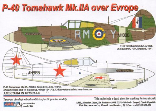 AML AMLC9004 1:72 Curtiss P-40B Tomahawk Mk.IIA over Europe x 2