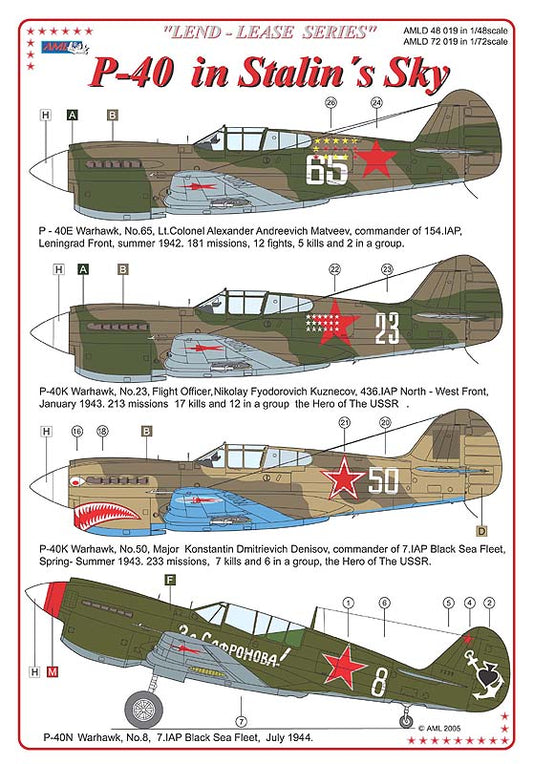 AML AMLD48019 1:48 Lend-Lease Curtiss P-40s in Soviet Service