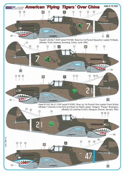 AML AMLD72033 1:72 Curtiss Hawk 81-A2 of China Air Force WWII x 6