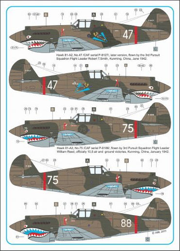 AML AMLD72033 1:72 Curtiss Hawk 81-A2 of China Air Force WWII x 6