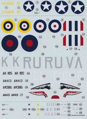 AML AMLD72034 1:72 Curtiss P-40C Tomahawk Mk.II RAF WWII x 5 USAF WWII x 1