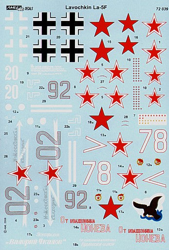 AML AMLD72039 1:72 Lavochkin La-5F x 5 Soviet and 1x Luftwaffe with resin parts