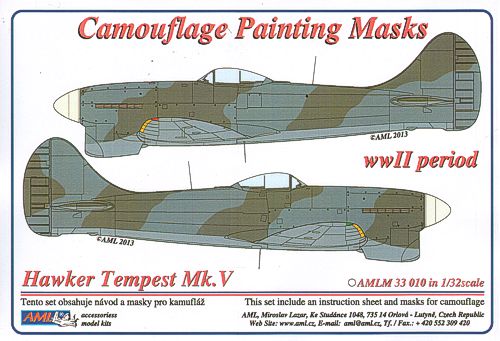 AML AMLM33010 1:32 Hawker Tempest Mk.V, WWII Period camouflage masks