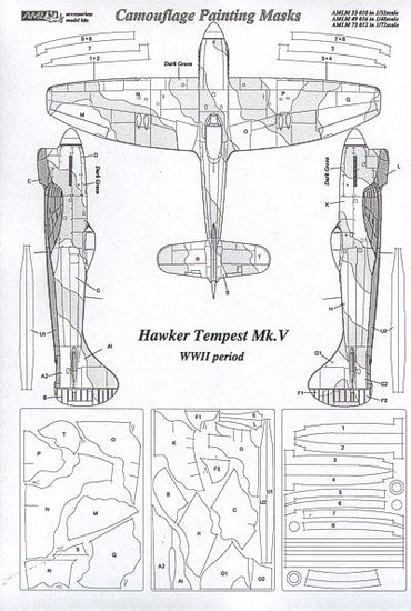 AML AMLM33010 1:32 Hawker Tempest Mk.V, WWII Period camouflage masks